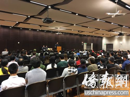江玥案情说明会现场,能够容纳400人的大堂座无虚席。(图片由中国学生会提供)